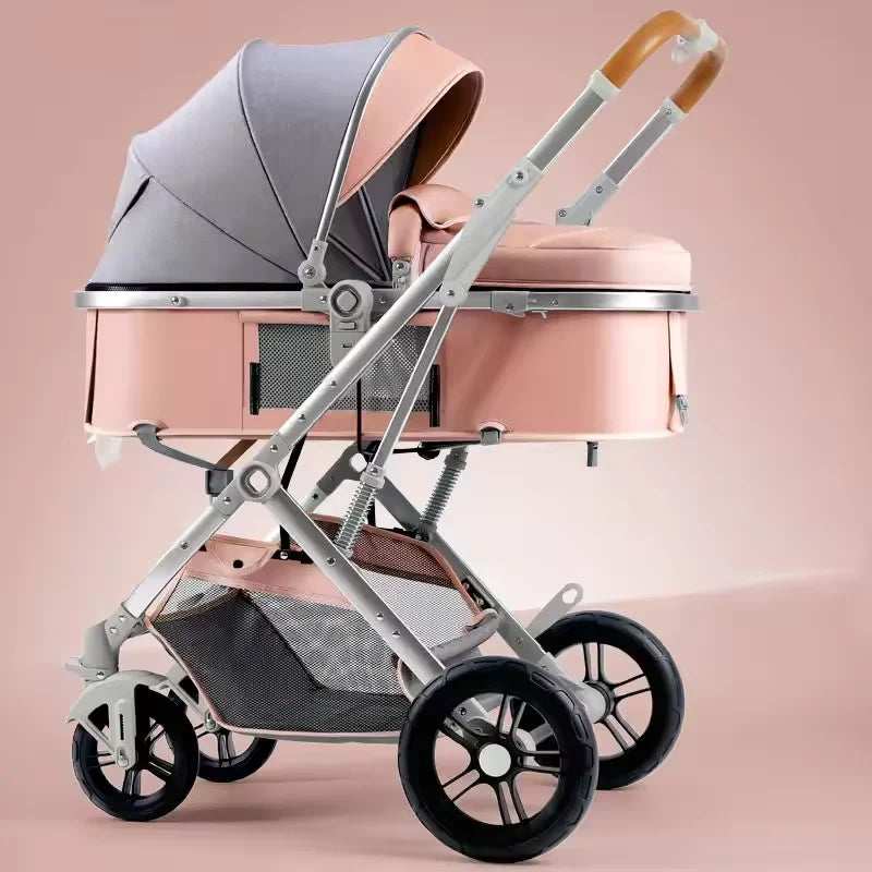 Lightweight 3-in-1 Portable Foldable Baby Stroller Travel System Stainless Steel Frame Oxford Fabric Rubber Wheels 20KG Load
