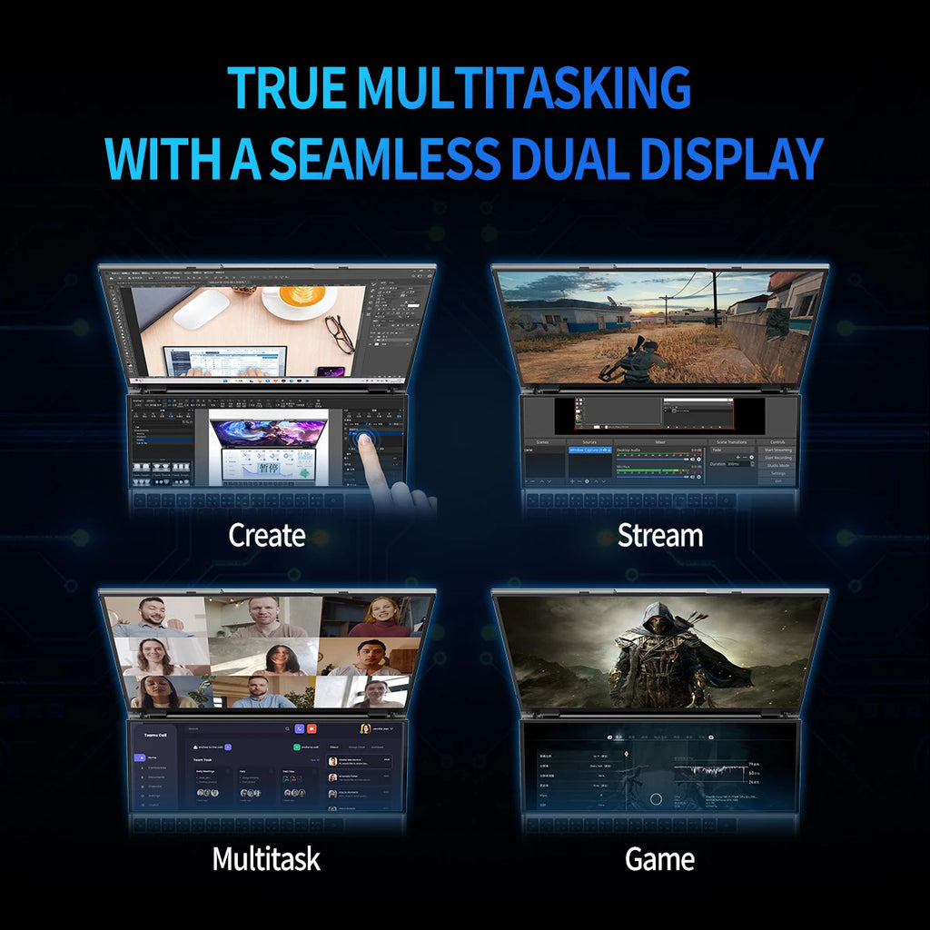 Topton L9 Dual-Screen Laptop – Core i7-9750H, 16-Inch + 14-Inch Touch