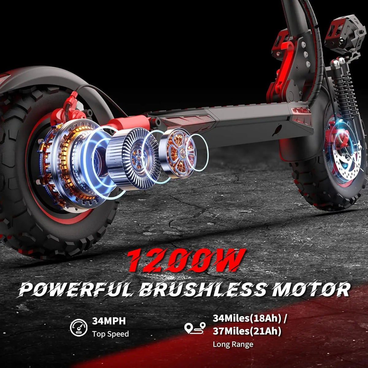 1200W Foldable Electric Scooter with Suspension