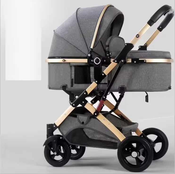 Lightweight 3-in-1 Portable Foldable Baby Stroller Travel System Stainless Steel Frame Oxford Fabric Rubber Wheels 20KG Load