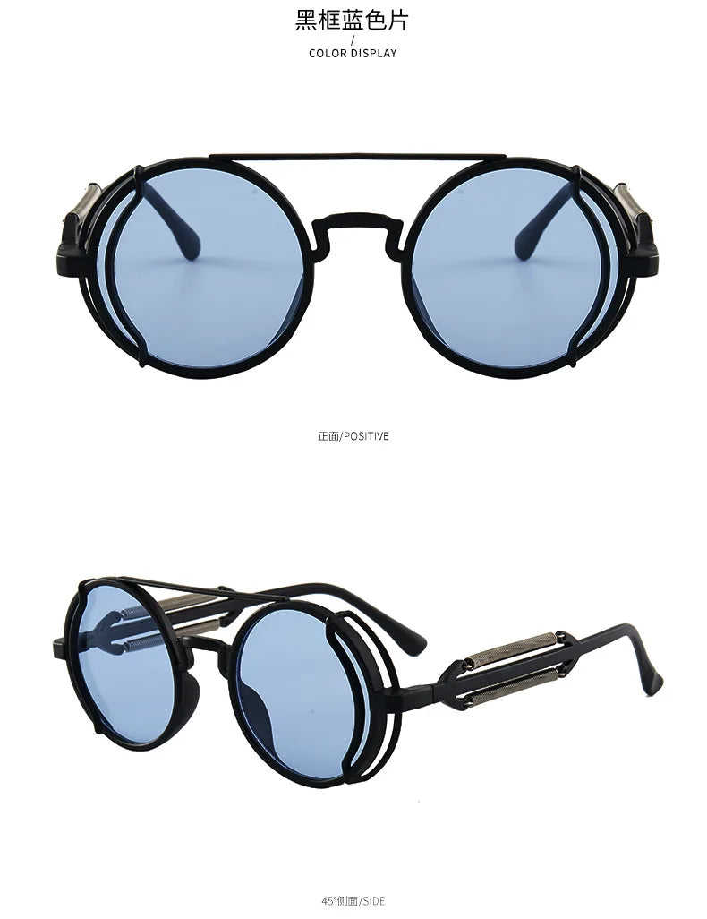 Gafas de sol steampunk góticas redondas retro