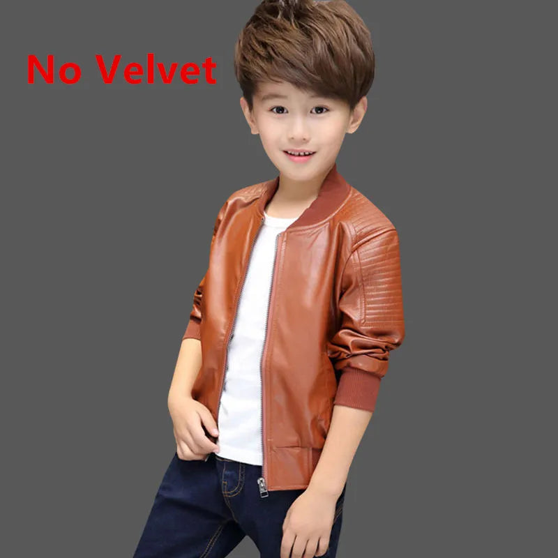 Boys’ PU Leather Jacket – Lined or Unlined