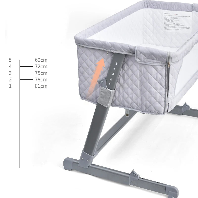 Adjustable Bedside Baby Crib with Breathable Mesh