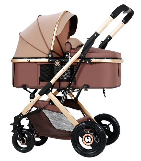 Lightweight 3-in-1 Portable Foldable Baby Stroller Travel System Stainless Steel Frame Oxford Fabric Rubber Wheels 20KG Load