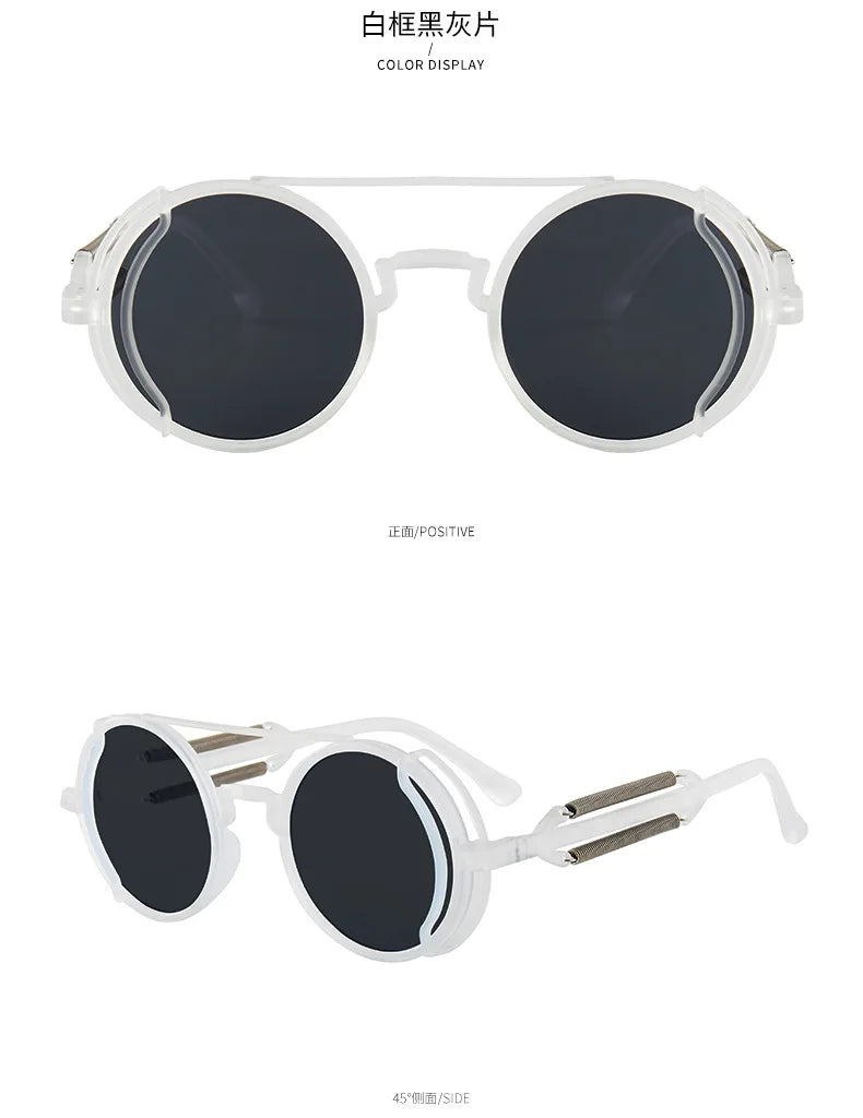 Gafas de sol steampunk góticas redondas retro
