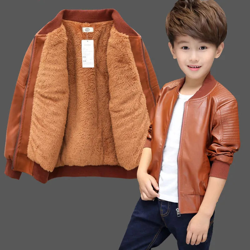 Boys’ PU Leather Jacket – Lined or Unlined