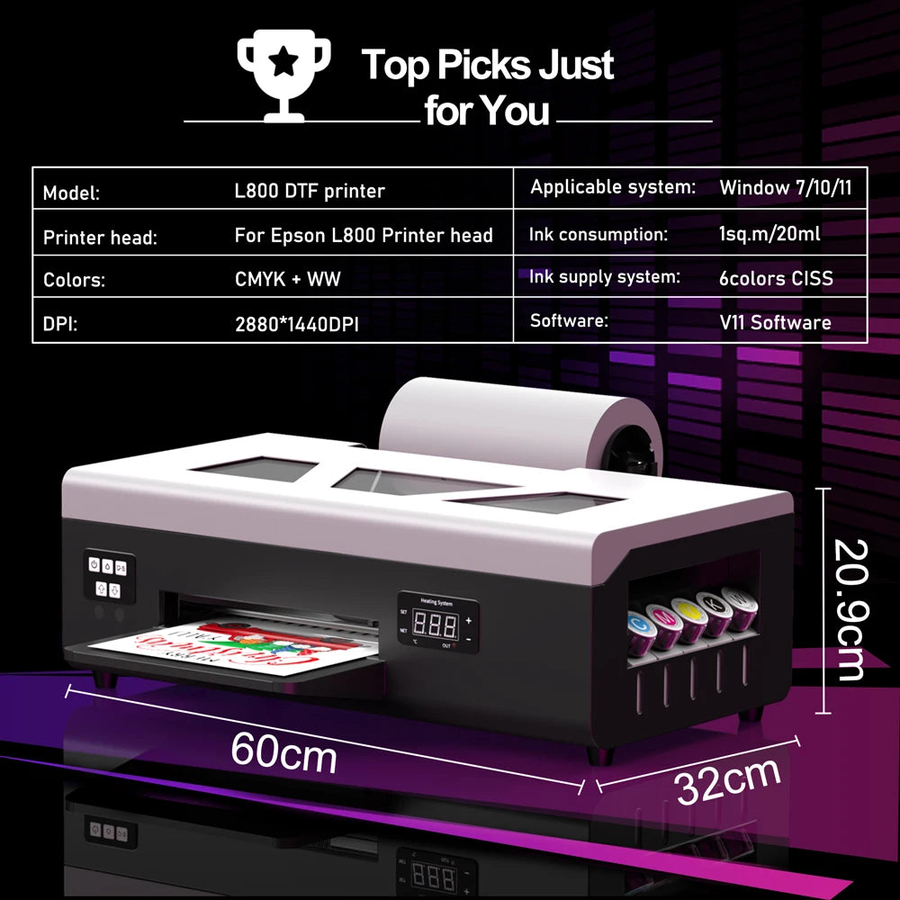 A4 DTF Printer with L800 Printhead & Oven Package