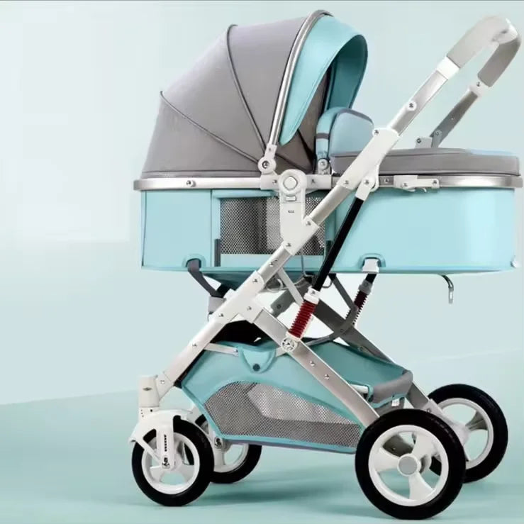 Lightweight 3-in-1 Portable Foldable Baby Stroller Travel System Stainless Steel Frame Oxford Fabric Rubber Wheels 20KG Load