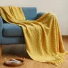 Khaki Acrylic Knitted Lightweight Anti-Pilling Wearable Decorative Throw Blanket Boho Warm Folded Korean Solid Plaid