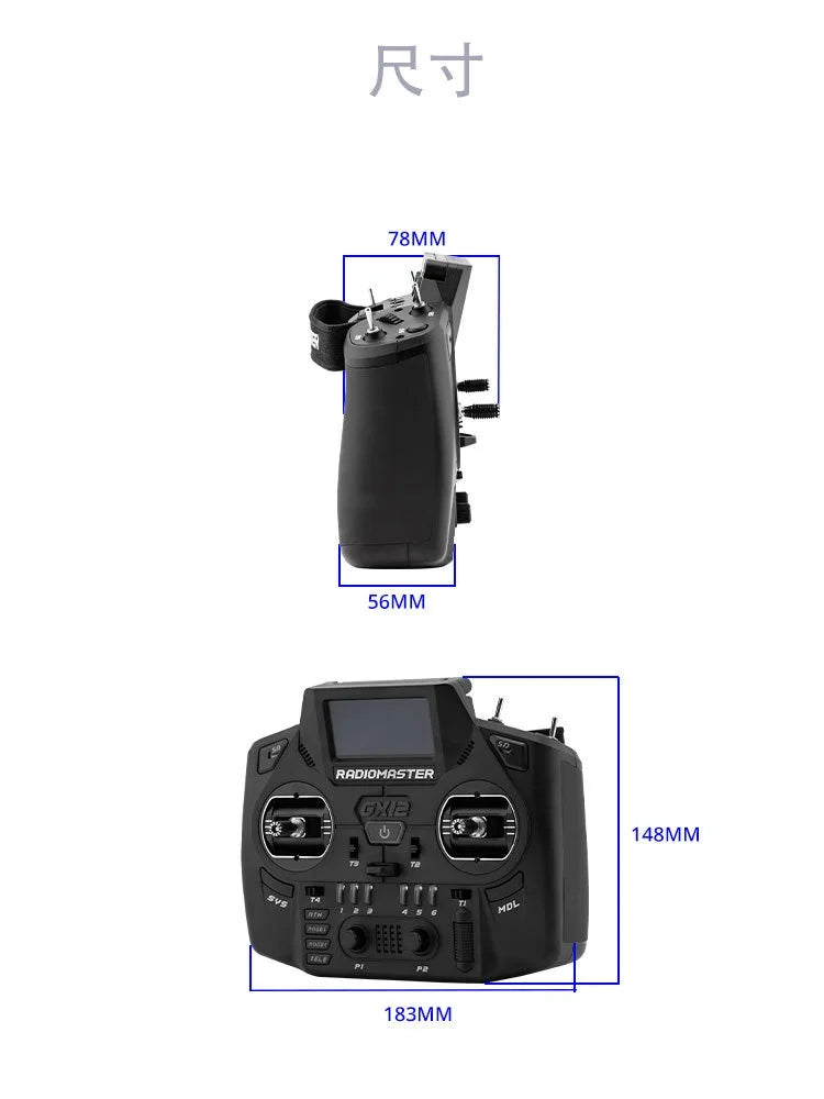 GX12 Hall Gimbal Dual Band Antenna Gemini XROSSBAND EXpressLRS Radio Controller 1000HZ 3D Digital CNC for RC Drone