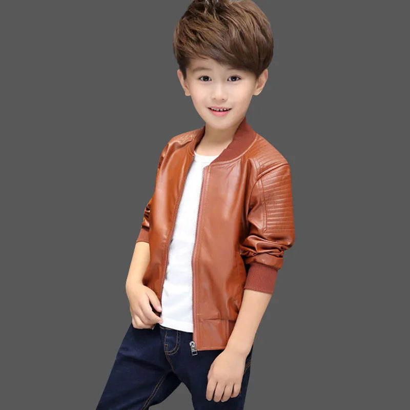 Boys’ PU Leather Jacket – Lined or Unlined