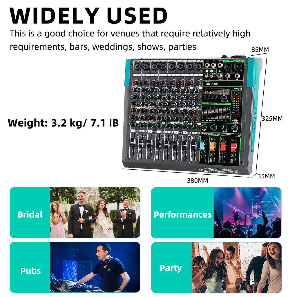 Mezclador de audio USB de 8 canales Biner PA8