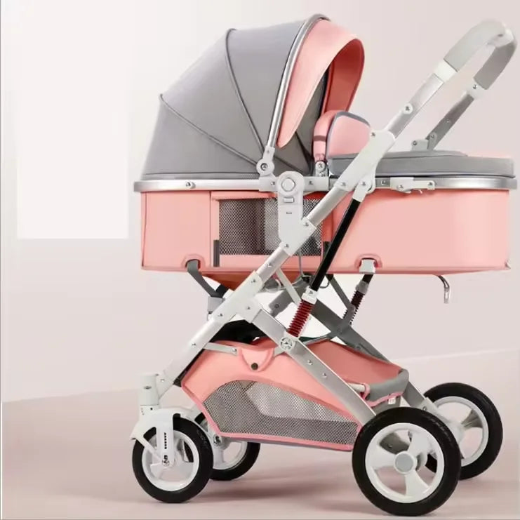 Lightweight 3-in-1 Portable Foldable Baby Stroller Travel System Stainless Steel Frame Oxford Fabric Rubber Wheels 20KG Load