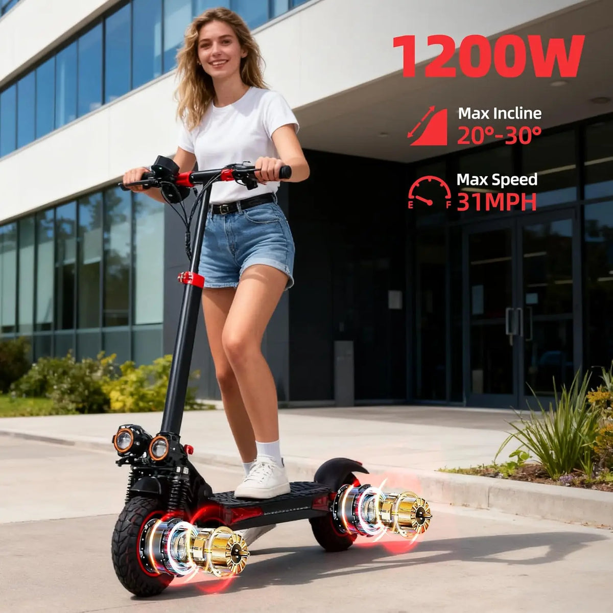 1200W Adult Electric Scooter – 48V 18Ah, 11-Inch Tires