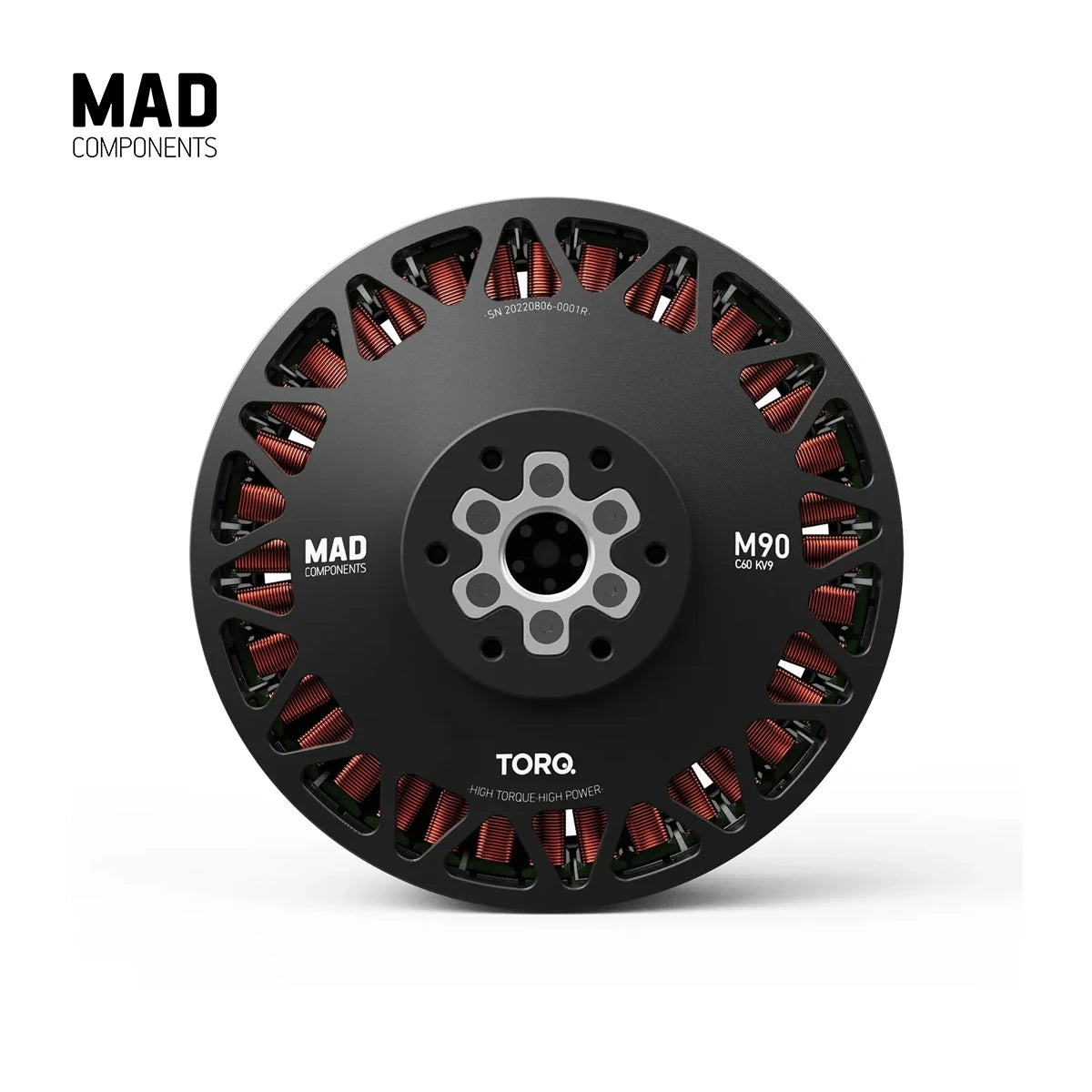 MAD M90C60 V1.0 EEE 45KW Brushless Motor 12.7kg 200.1kg Thrust D257x123mm 20mg Rotor Balance for Electric Manned Drone Drones