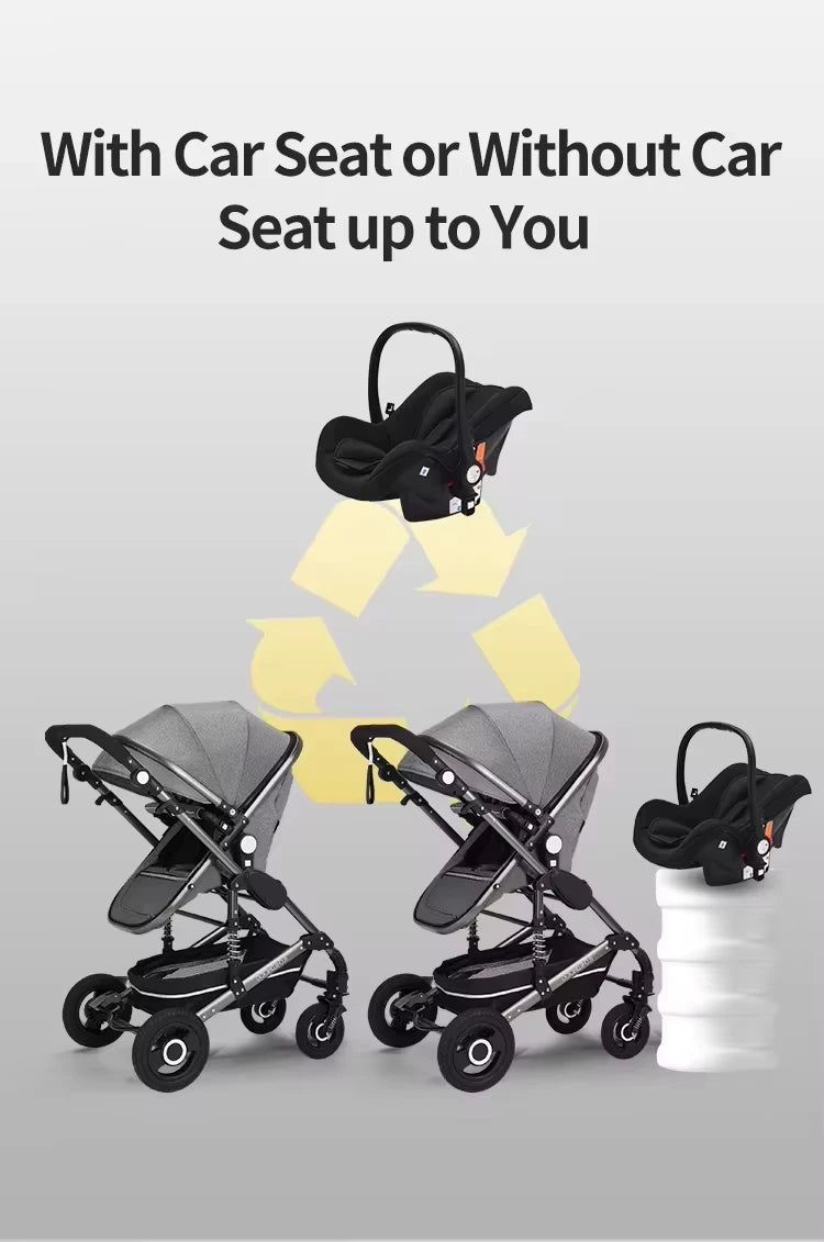 Customized Luxury 4-in-1 Baby Stroller Foldable Pram with Linen Car Seat 3-in-1 Carriage From Luxury Brand