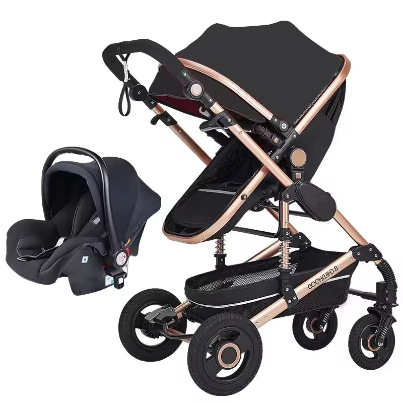 Customized Luxury 4-in-1 Baby Stroller Foldable Pram with Linen Car Seat 3-in-1 Carriage From Luxury Brand