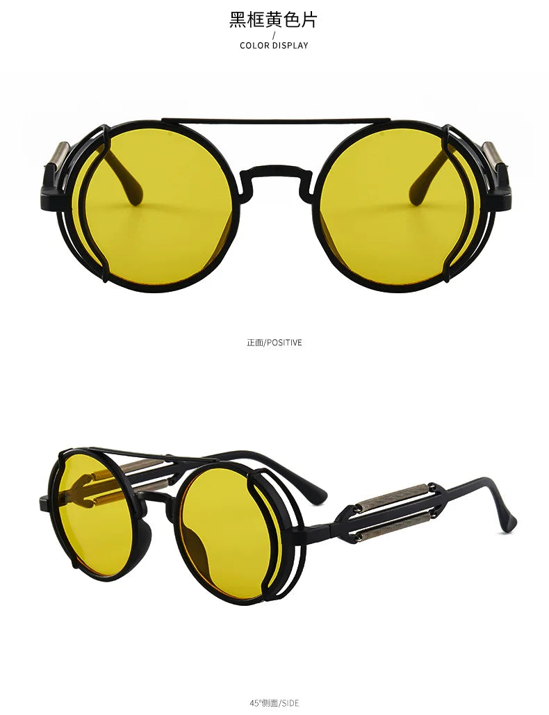 Gafas de sol steampunk góticas redondas retro