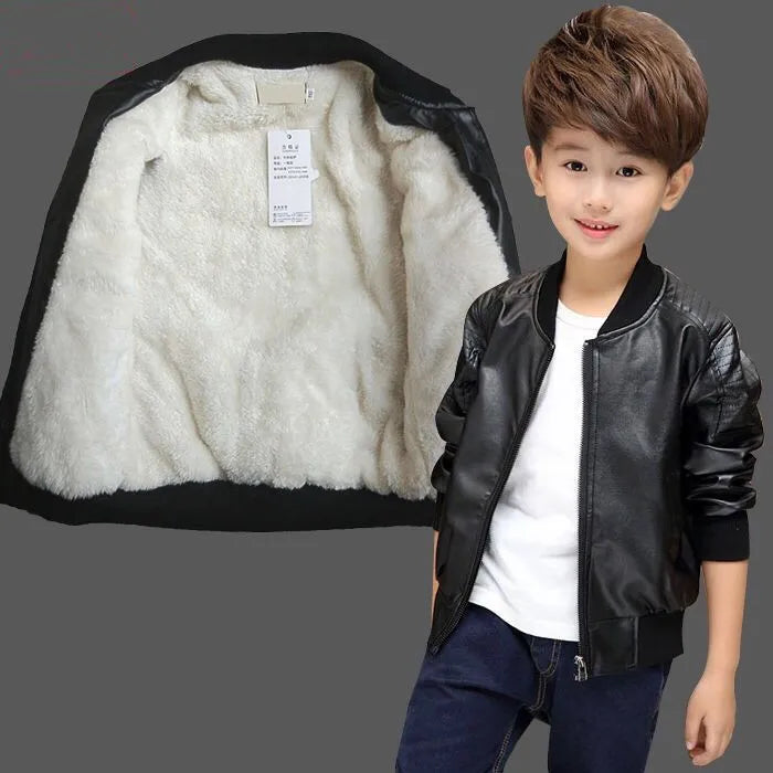 Boys’ PU Leather Jacket – Lined or Unlined