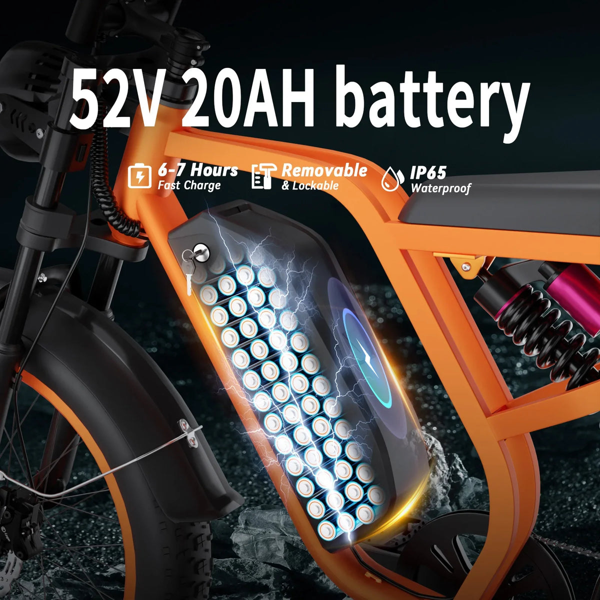 52V 20Ah Fat-Tire Electric Mountain Bike – 30 MPH
