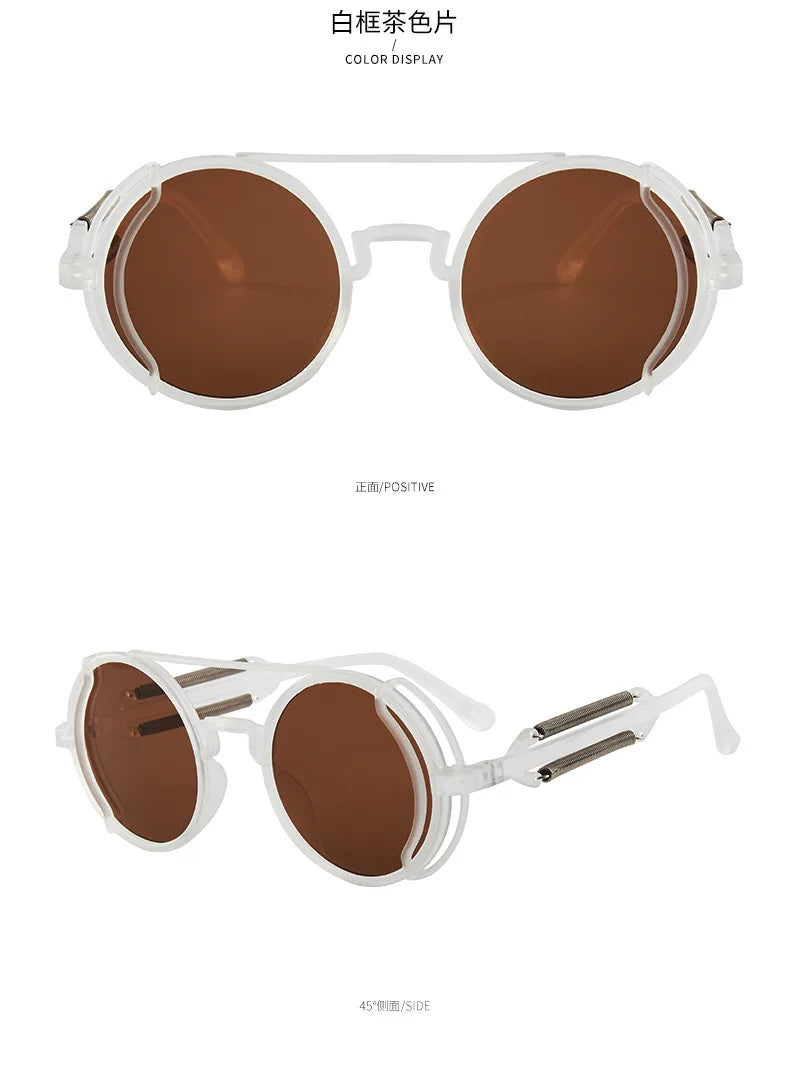 Gafas de sol steampunk góticas redondas retro