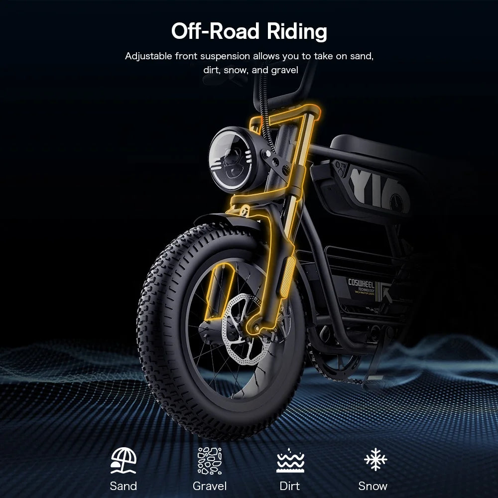 COSWHEEL Y16 1000W 16-Inch Fat-Tire E-Bike
