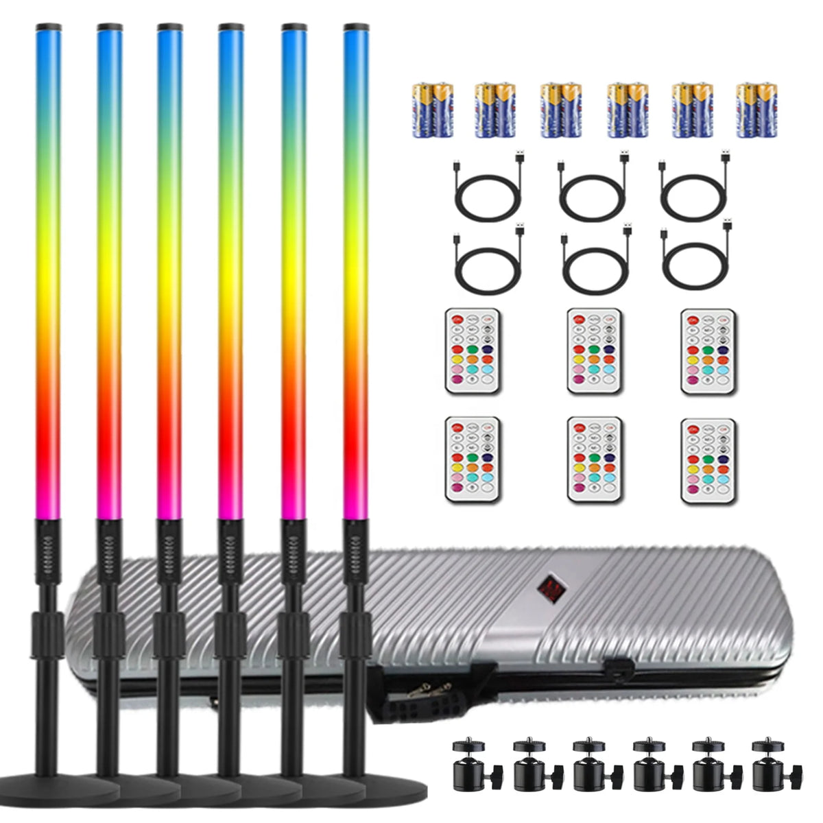 6-Pack TL-130Plus RGB Rechargeable LED Tube Lights