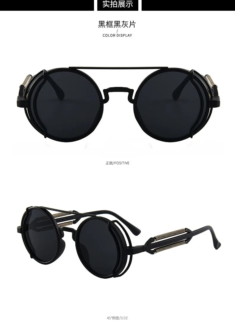 Gafas de sol steampunk góticas redondas retro