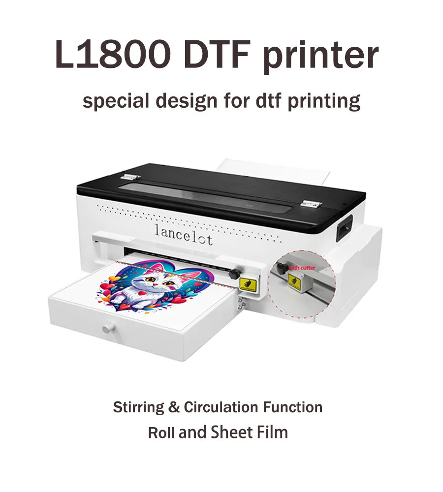 A3 DTF Printer with L1800 Printhead & White Ink Circulation