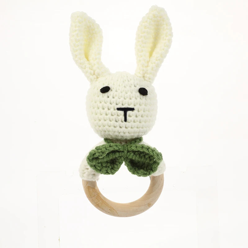 Wholesale Hand Made Crochet Rattles Baby Toys Animals Shape Teething Crochet Toy for Baby