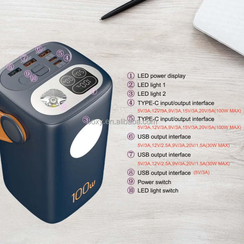 60,000mAh Laptop Power Bank with Dual LED Light