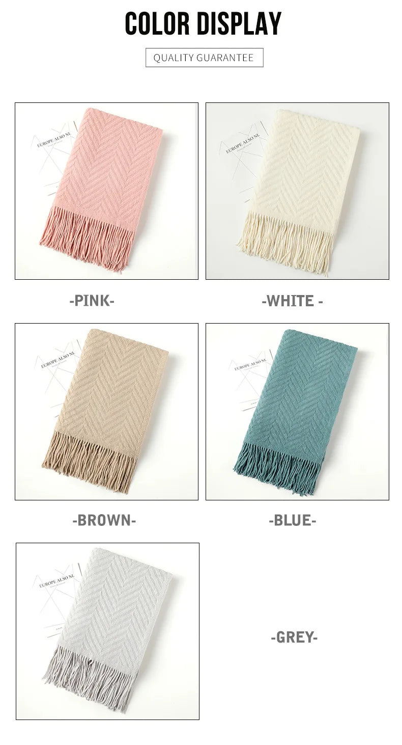 Cozy Solid-Color Knitted Throw Blanket