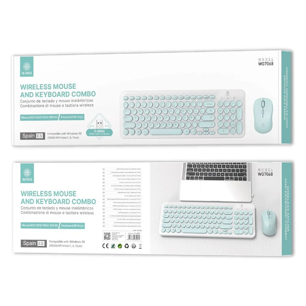 IKREA WG7068 96-Key Wireless Keyboard & Mouse Combo – Blue