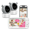 5'' Baby Monitor with Two Cameras Split Screen 1080P WiFi Pan Tilt VOX Crying Motion Detection Dual Camera Baby Monitor