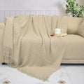 Nordic Wave-Pattern Knitted Throw Blanket