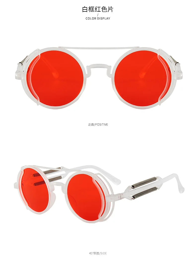 Gafas de sol steampunk góticas redondas retro