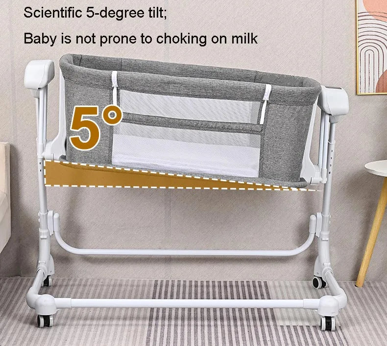 Adjustable Height  Bedside Sleeper Crib Baby Crib Bassinet for Infant With Remote Control Rocking Baby Swing Bed Electric
