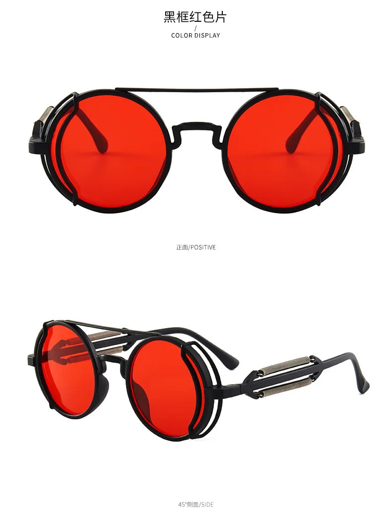 Gafas de sol steampunk góticas redondas retro