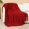 Luxury Custom Diamond Cable Knit Blankets Home Decor Acrylic Jacquard Knitted Bed Sofa Throw Blanket With Tassels