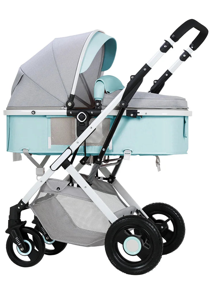 Lightweight 3-in-1 Portable Foldable Baby Stroller Travel System Stainless Steel Frame Oxford Fabric Rubber Wheels 20KG Load