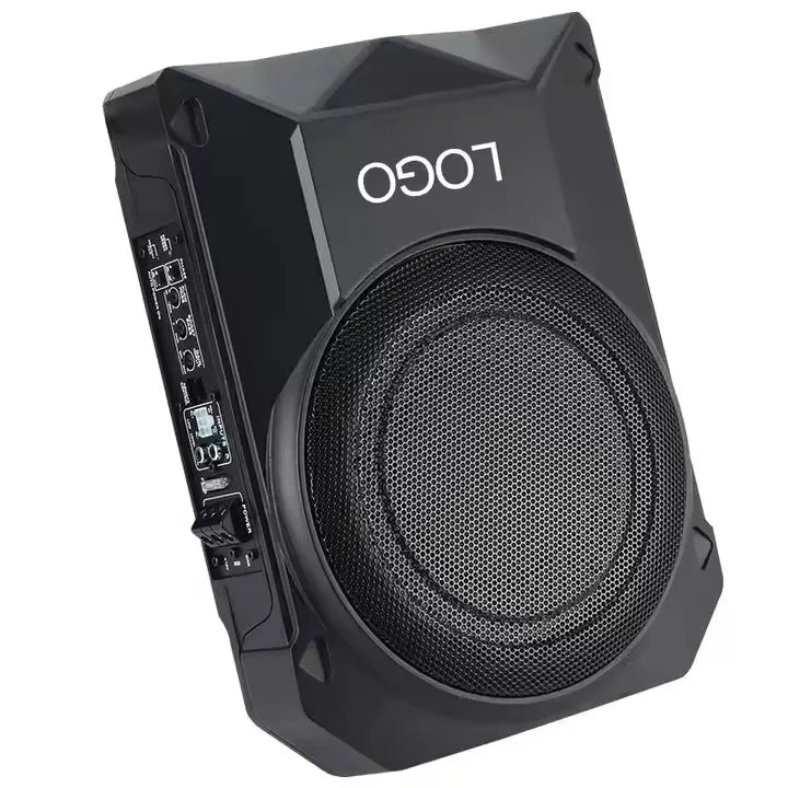 10-Inch Amplified Subwoofer System 600 Watt Compact Enclosed Active 10" Slim Underseat Subwoofer Box