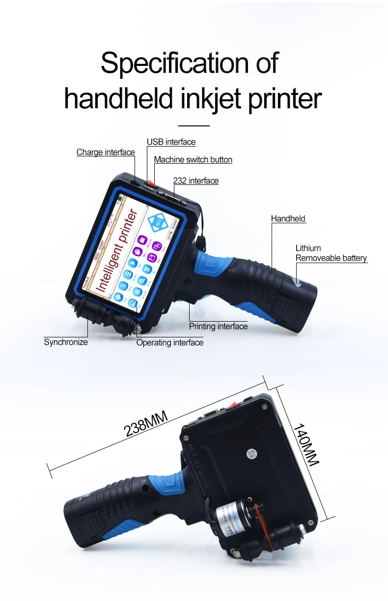 TIJ Handheld Inkjet Coding Printer & Ink Cartridge – Batch & Expiry Dates