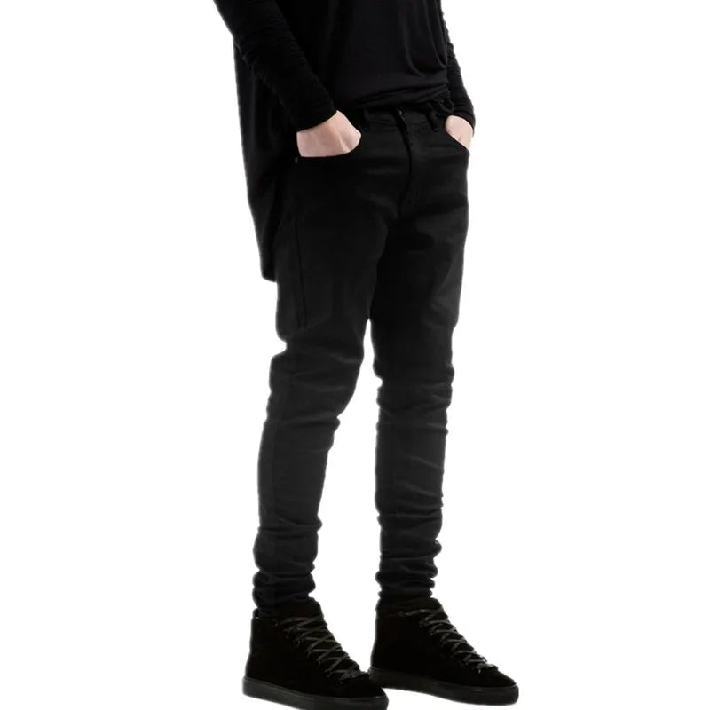 Men’s Black Skinny Stretch Biker Jeans