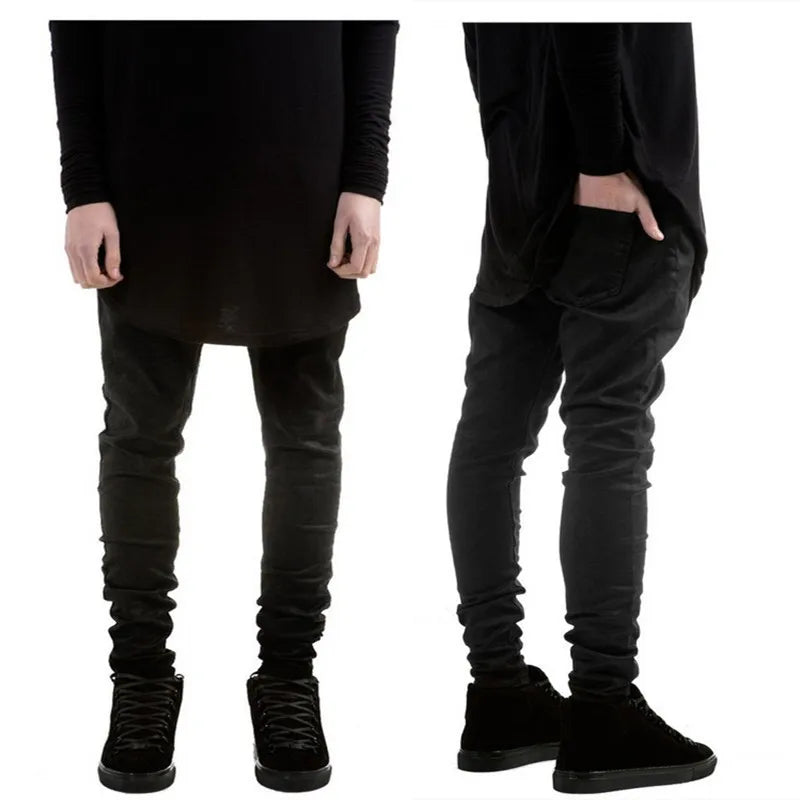 Men’s Black Skinny Stretch Biker Jeans