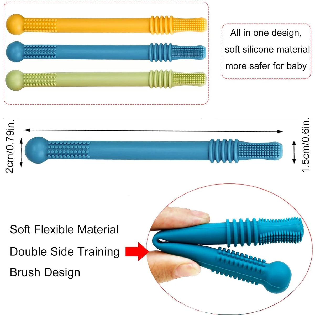 Hollow Teether Tube Chew Straw Toy for Infant Toddlers Silicone Tubes Teething Toys for Babies 3-12 Months