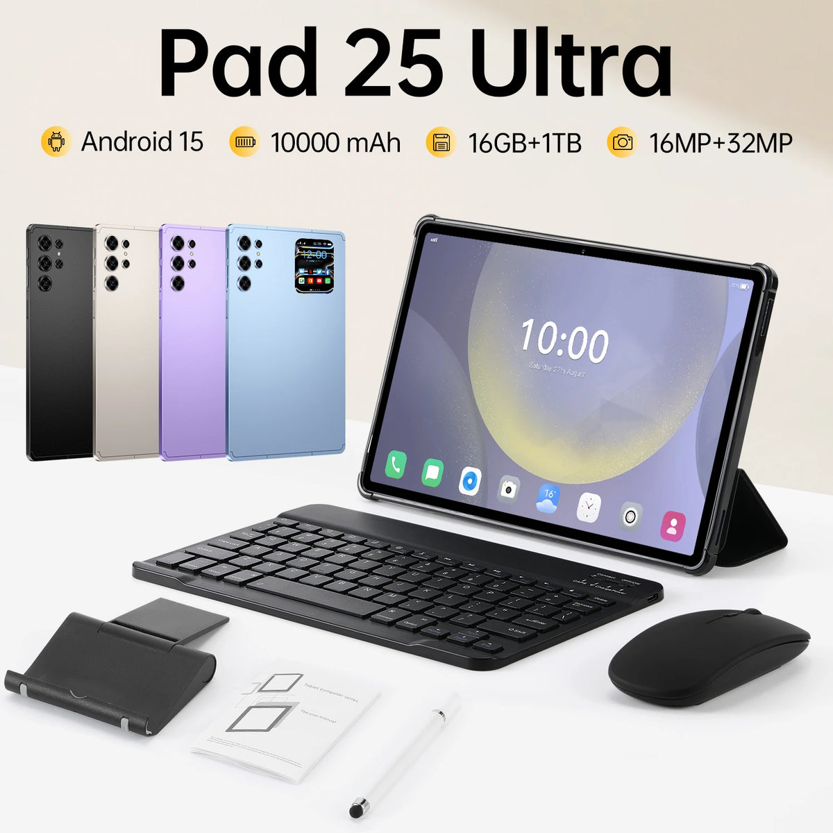 Pad 25 Ultra 10.1-Inch Android 15 5G Tablet – 16GB/1TB