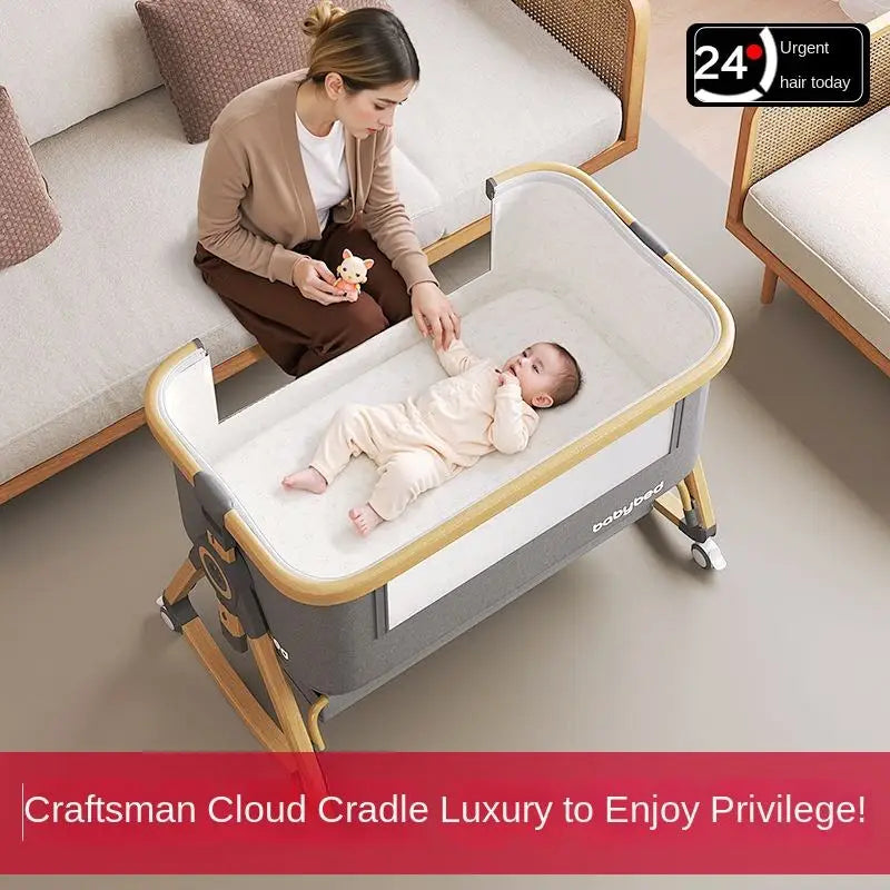 Multifunctional Durable Rocking Swing Kids Cot Bed Cradle Infant Toddler Bedside Sleeper Next to Me Newborn Bassinet Baby Crib