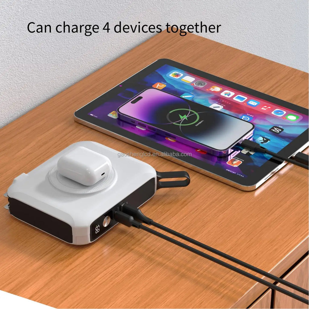 5-in-1 Wireless Charger Power Bank – Up to 15,000mAh