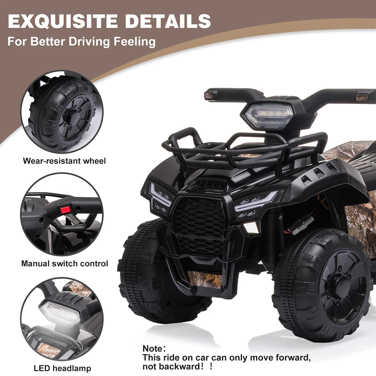 Kids 6V Ride-On ATV with Lights & MP3