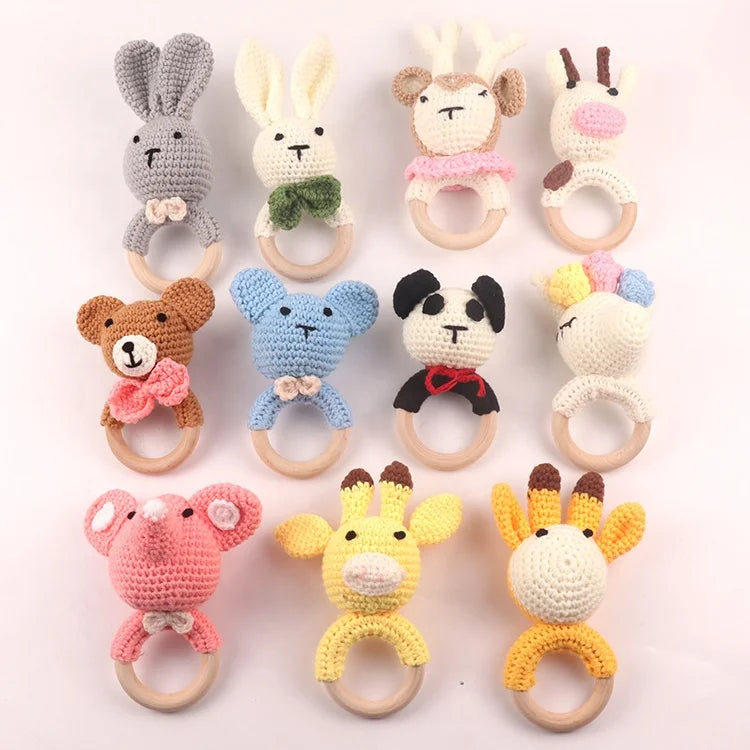 Hand-Crocheted Animal Rattle & Teething Toy